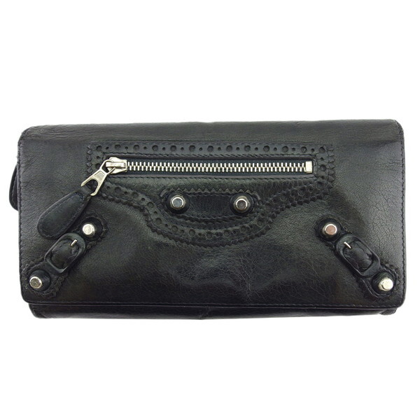 【BIGお買い物ラリー★30%OFFセール中】バレンシアガ BALENCIAGA 長財布ジャイアント コンチネンタル ブラック レディース 中古