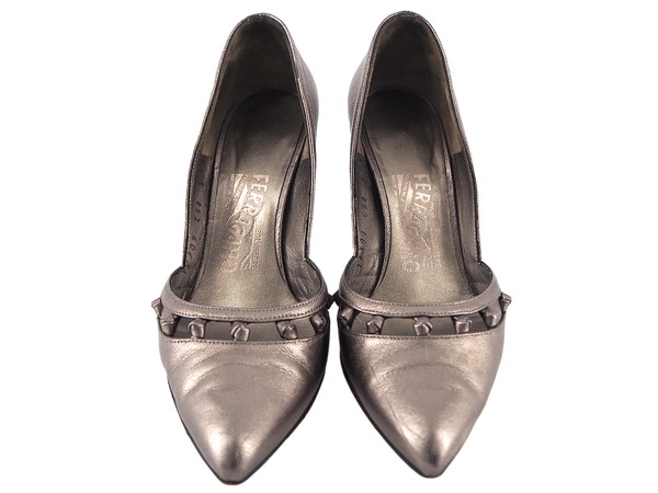 【GWタイムセール】サルヴァトーレフェラガモ Salvatore Ferragamo パンプス シルバー レディース 中古_1