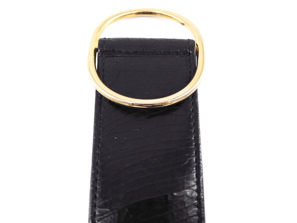 CELINE ブラックレザー ベルト ゴールドバックル CELINE 黒 レザー