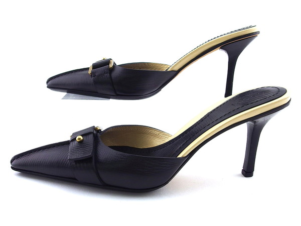 【週末タイムセール】グッチ GUCCI パンプス ブラック×ゴールド×アイボリー レディース 中古_3