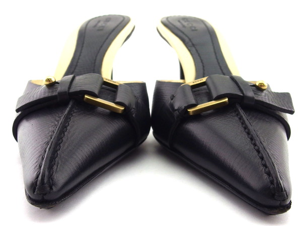 【週末タイムセール】グッチ GUCCI パンプス ブラック×ゴールド×アイボリー レディース 中古_5