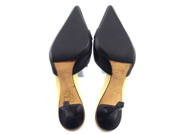 【週末タイムセール】グッチ GUCCI パンプス ブラック×ゴールド×アイボリー レディース 中古_7