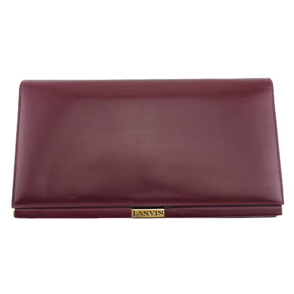 【BIGお買い物ラリー★30%OFFセール中】ランバン LANVIN クラッチバッグ ボルドー×ゴールド レディース 中古