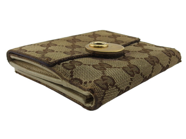 グッチ GUCCI 三つ折り財布GG柄 エクリプス アイボリー×ベージュ×ブラウン×ゴールド レディース 中古_2
