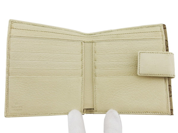 グッチ GUCCI 三つ折り財布GG柄 エクリプス アイボリー×ベージュ×ブラウン×ゴールド レディース 中古_4