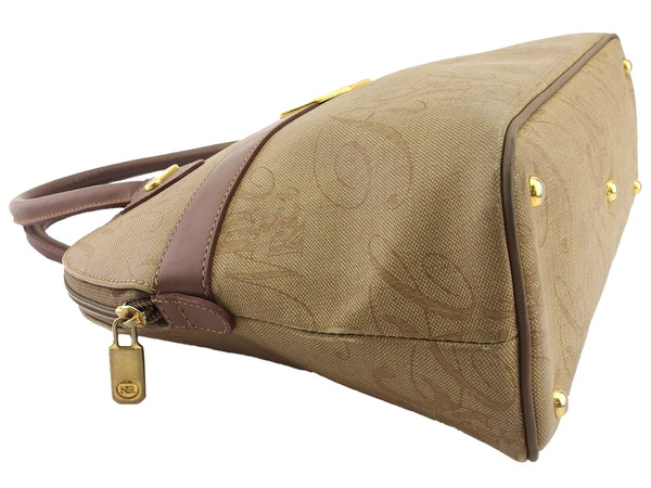 【週末タイムセール】ニナリッチ NINA RICCI ハンドバッグシグネチャー キャンバス ベージュ×ブラウン レディース 中古_2
