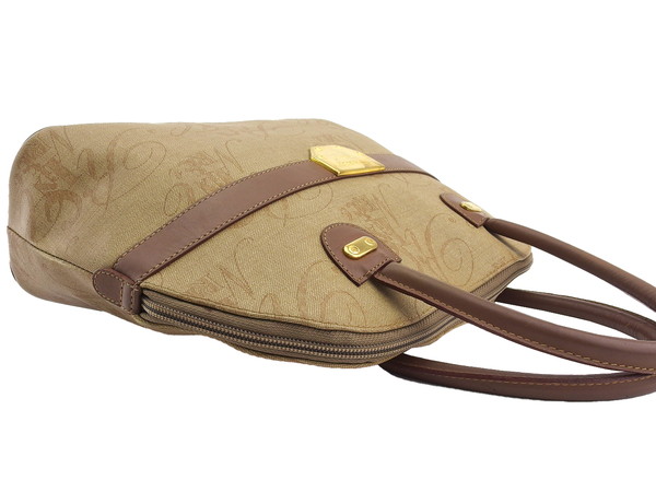 【週末タイムセール】ニナリッチ NINA RICCI ハンドバッグシグネチャー キャンバス ベージュ×ブラウン レディース 中古_3