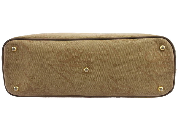 【週末タイムセール】ニナリッチ NINA RICCI ハンドバッグシグネチャー キャンバス ベージュ×ブラウン レディース 中古_4