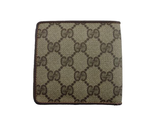 グッチ GUCCI 二つ折り財布GG柄 ブラウン×ベージュ レディース 中古 