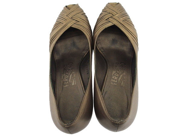 【GWタイムセール】サルヴァトーレフェラガモ Salvatore Ferragamo パンプス ゴールド レディース 中古_1
