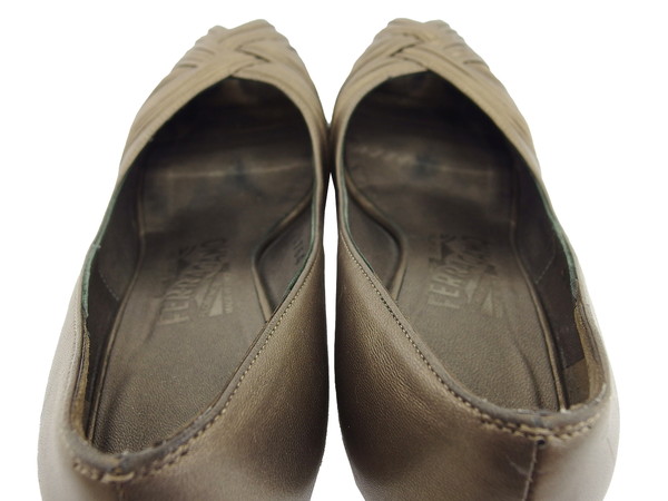 【GWタイムセール】サルヴァトーレフェラガモ Salvatore Ferragamo パンプス ゴールド レディース 中古_4