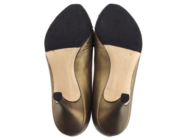 【GWタイムセール】サルヴァトーレフェラガモ Salvatore Ferragamo パンプス ゴールド レディース 中古_7