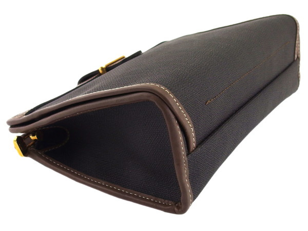 【30％OFF★週末タイムSALE】ダンヒル Dunhill セカンドバッグ ダークブラウン×ブラウン×ゴールド レディース 中古