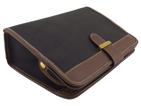 【30％OFF★週末タイムSALE】ダンヒル Dunhill セカンドバッグ ダークブラウン×ブラウン×ゴールド レディース 中古