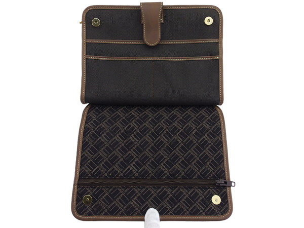 【30％OFF★週末タイムSALE】ダンヒル Dunhill セカンドバッグ ダークブラウン×ブラウン×ゴールド レディース 中古