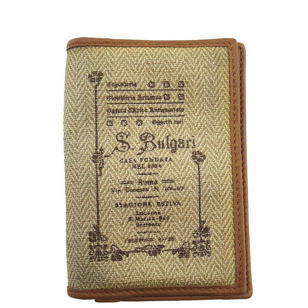 【BIGお買い物ラリー★30%OFFセール中】ブルガリ BVLGARI 名刺入れ コレツィオーネ ベージュ×ブラウン レディース 中古