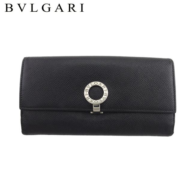 【ウィンターSALE★30%OFF】ブルガリ BVLGARI 長財布ブルガリブルガリ ブラック×シルバー×ブルー レディース 中古