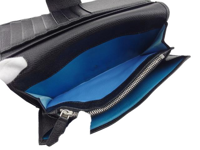 【ウィンターSALE★30%OFF】ブルガリ BVLGARI 長財布ブルガリブルガリ ブラック×シルバー×ブルー レディース 中古