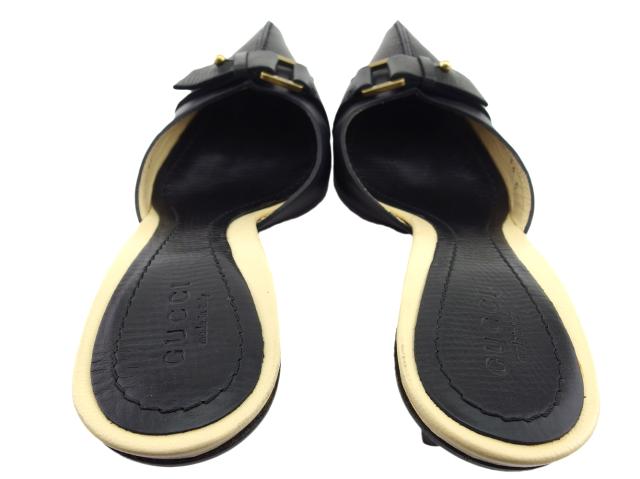 【週末タイムセール】グッチ GUCCI パンプス ブラック×ゴールド×アイボリー レディース 中古_11