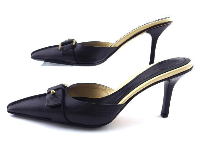 【週末タイムセール】グッチ GUCCI パンプス ブラック×ゴールド×アイボリー レディース 中古_12