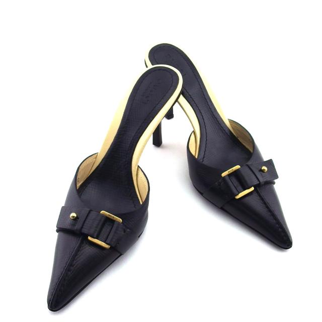 【週末タイムセール】グッチ GUCCI パンプス ブラック×ゴールド×アイボリー レディース 中古_18