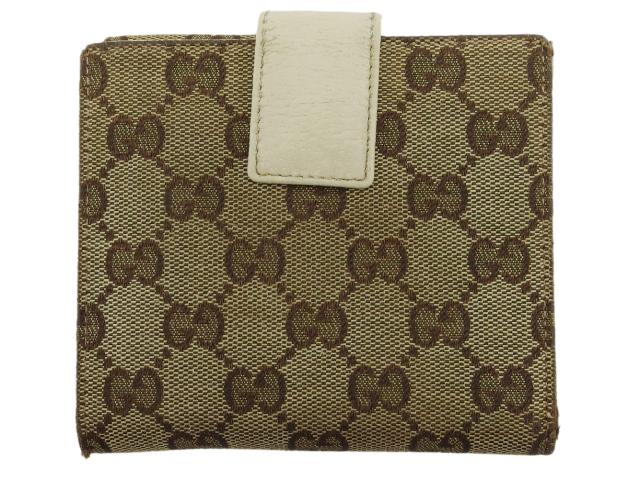 グッチ GUCCI 三つ折り財布GG柄 エクリプス アイボリー×ベージュ×ブラウン×ゴールド レディース 中古_11