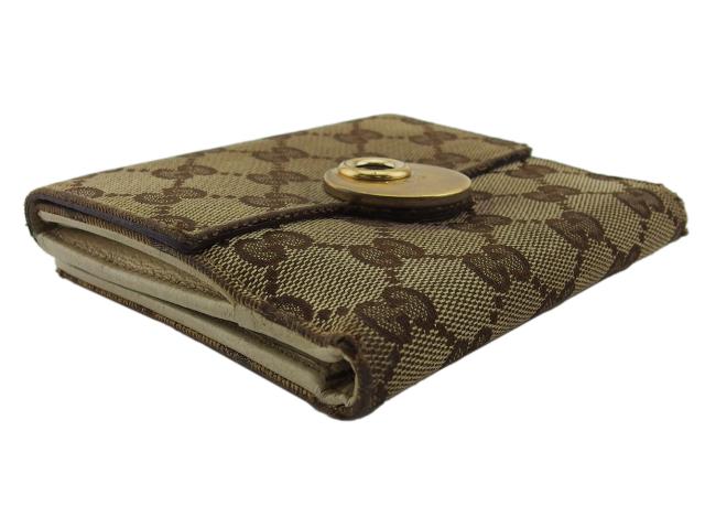 グッチ GUCCI 三つ折り財布GG柄 エクリプス アイボリー×ベージュ×ブラウン×ゴールド レディース 中古_12