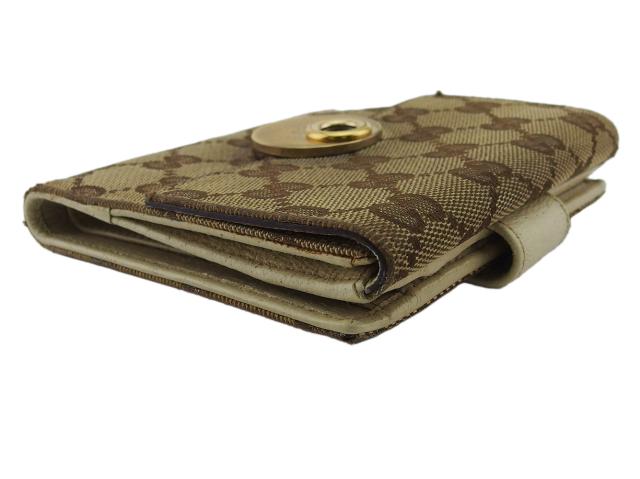 グッチ GUCCI 三つ折り財布GG柄 エクリプス アイボリー×ベージュ×ブラウン×ゴールド レディース 中古_13