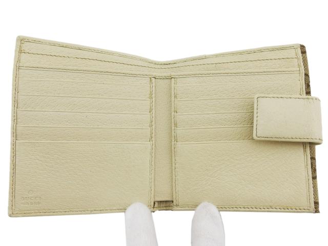 グッチ GUCCI 三つ折り財布GG柄 エクリプス アイボリー×ベージュ×ブラウン×ゴールド レディース 中古_14