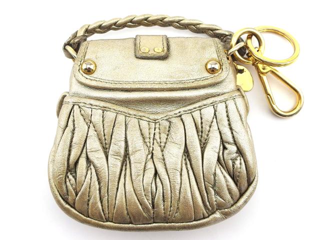 【30％OFF★週末タイムセール】ミュウミュウ MIUMIU キーリング ゴールド レディース 中古_9