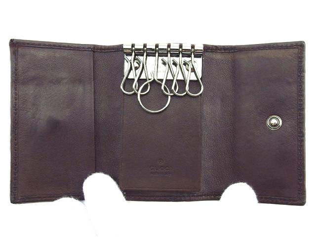【30％OFF★週末タイムSALE】グッチ GUCCI キーケースグッチシマ ダークブラウン×シルバー レディース 中古_4