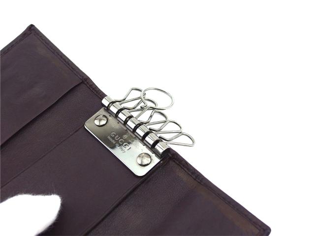 【30％OFF★週末タイムSALE】グッチ GUCCI キーケースグッチシマ ダークブラウン×シルバー レディース 中古_5