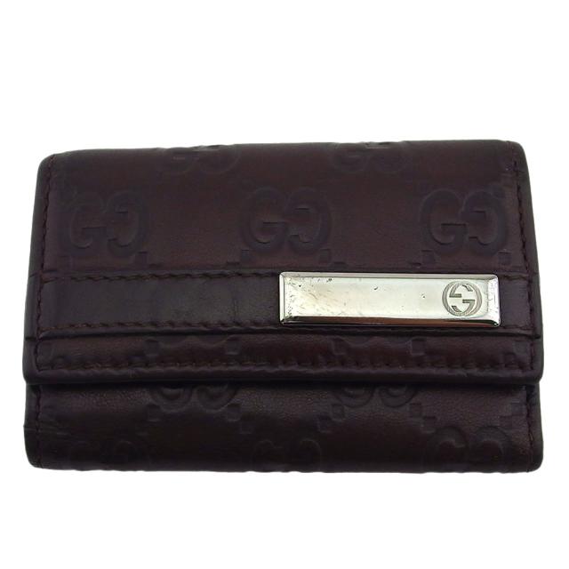 【30％OFF★週末タイムSALE】グッチ GUCCI キーケースグッチシマ ダークブラウン×シルバー レディース 中古_9