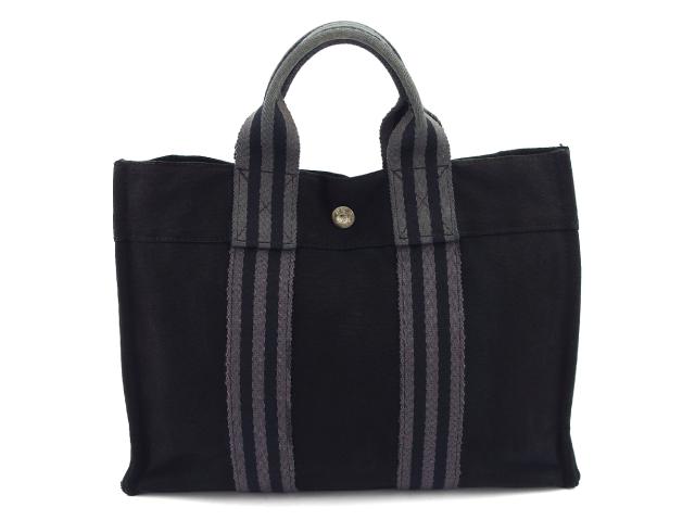 【週末タイムセール】エルメス HERMES トートバッグ フールトゥPM ブラック×グレー レディース 中古_10