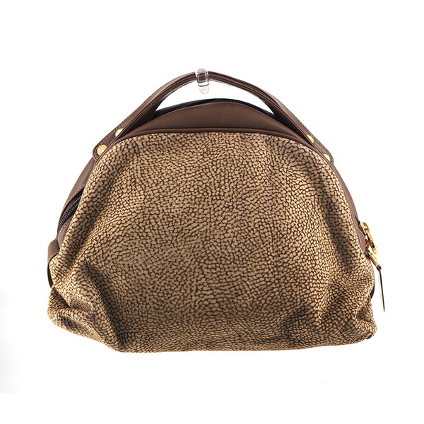 【BIGお買い物ラリー★30%OFFセール中】ボルボネーゼ BORBONESE ハンドバッグうずら柄 redwallタグ付き ベージュ ブラウン レディース 中古