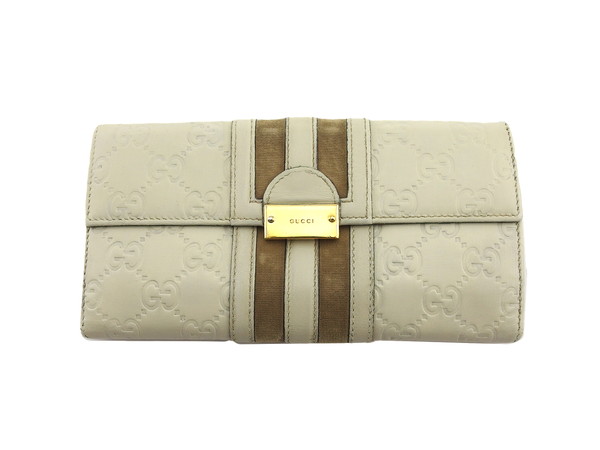 グッチ GUCCI 長財布グッチシマ トレジャー ベロアライン ホワイト 白