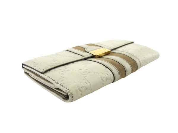 【30％OFF★週末タイムSALE】グッチ GUCCI 長財布グッチシマ トレジャー ベロアライン ホワイト 白 ベージュ レディース 中古