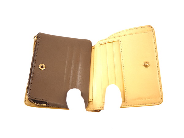 【GWタイムセール】セリーヌ CELINE 二つ折り財布バイカラー イエロー ブラウン レディース 中古_4