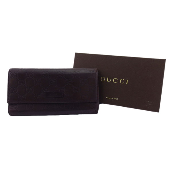 【BIGお買い物ラリー★30%OFFセール中】グッチ GUCCI 長財布グッチシマ ブラウン レディース 中古