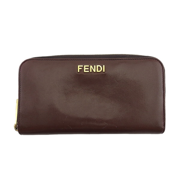 【X'masセール★30%OFF】フェンディ FENDI 長財布ロゴ ブラウン レディース 中古
