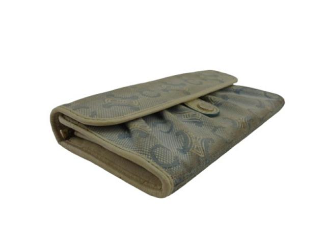 セリーヌ CELINE 長財布マカダム ホワイト×ライトブルー レディース 中古