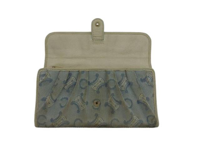 セリーヌ CELINE 長財布マカダム ホワイト×ライトブルー レディース 中古