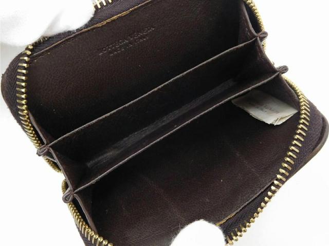 ボッテガヴェネタ BOTTEGAVENETA カードケースイントレチャート ダークブラウン×ゴールド レディース 中古_2