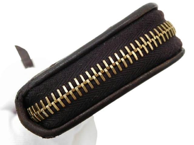 ボッテガヴェネタ BOTTEGAVENETA カードケースイントレチャート ダークブラウン×ゴールド レディース 中古_4