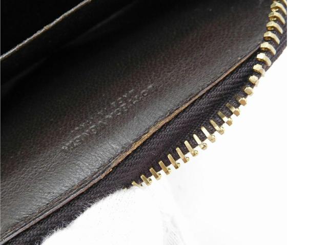 ボッテガヴェネタ BOTTEGAVENETA カードケースイントレチャート ダークブラウン×ゴールド レディース 中古_5