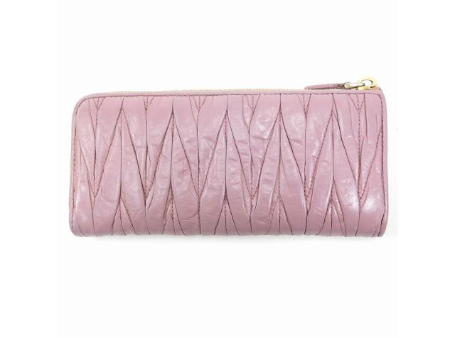 ミュウミュウ MIUMIU 長財布マテラッセ ロゴ入り ラベンダー×ゴールド