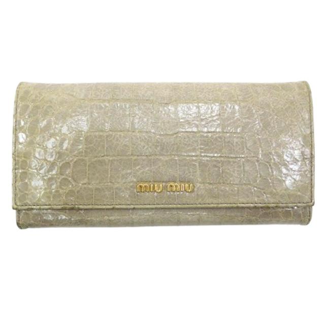 【BIGお買い物ラリー★30%OFFセール中】ミュウミュウ MIUMIU 長財布 クロコ グレー レディース 中古