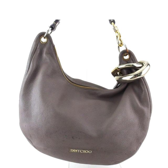 【BIGお買い物ラリー★30%OFFセール中】ジミーチュウ JIMMY CHOO ショルダーバッグスカイバッグ ホーボー グレー 灰色 ゴールド シルバー レディース 中古