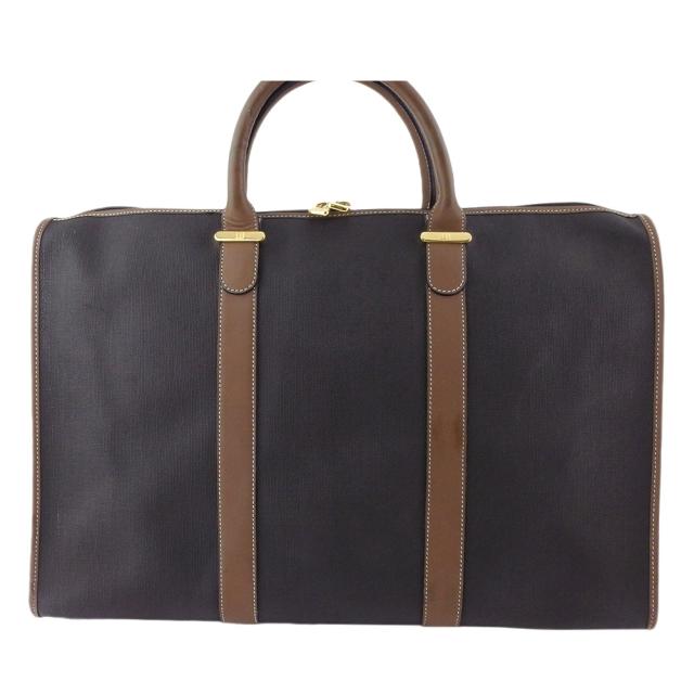 【BIGお買い物ラリー★30%OFFセール中】ダンヒル Dunhill ボストンバッグヘリンボーン ブラック グレー 灰色 ブラウン レディース 中古