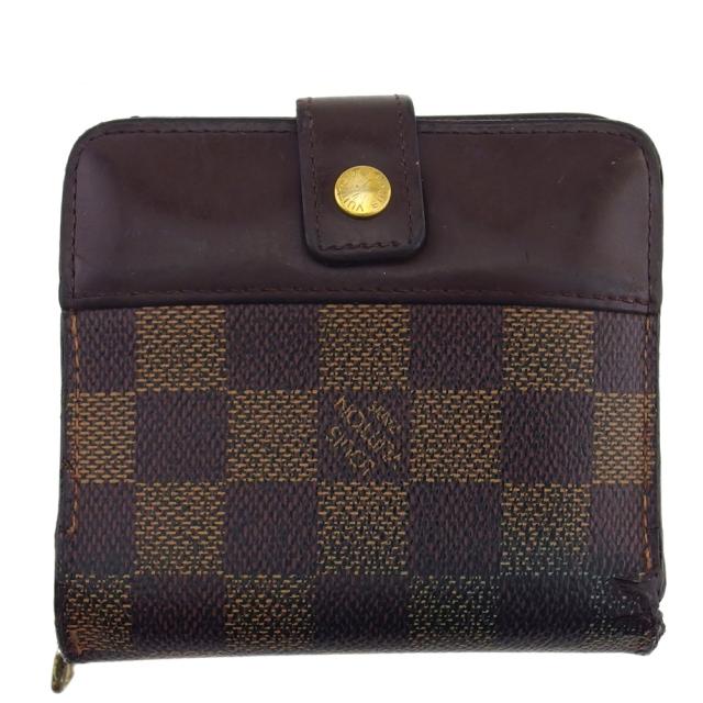 【BIGお買い物ラリー★30%OFFセール中】ルイ・ヴィトン LOUIS VUITTON 二つ折り財布ダミエ エベヌ レディース 中古